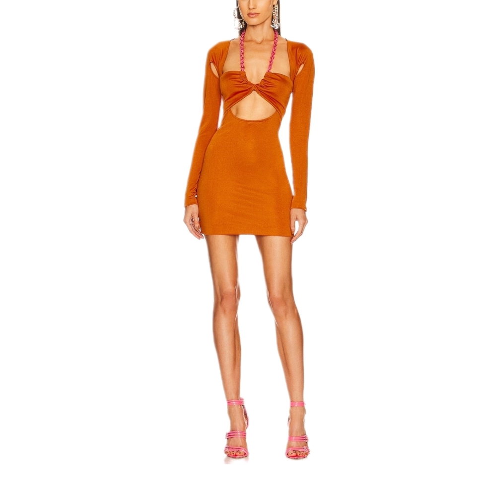 DUNDAS X REVOLVE | Ashleigh Cut Out Mini Dress in Toffee Brown ~ Size Small